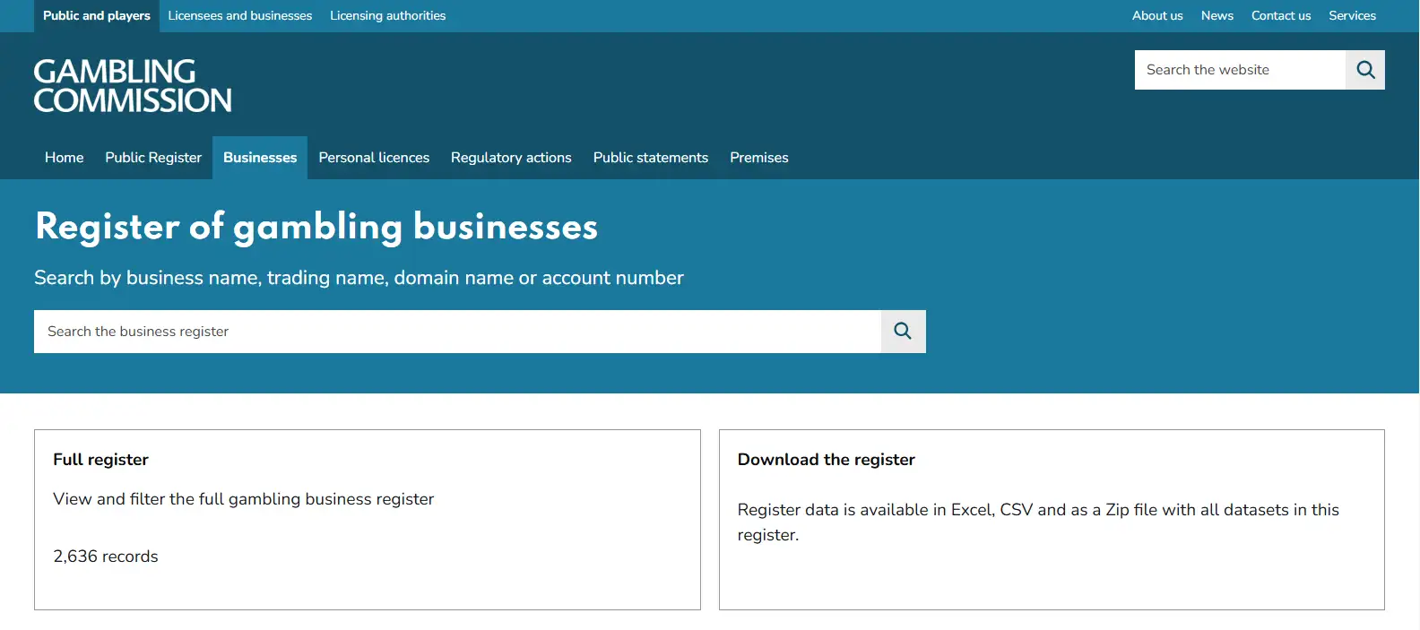 UK Gambling Commission public register search for Dracula Casino and Softon Ltd